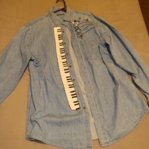 Men's embroidered denim shirt